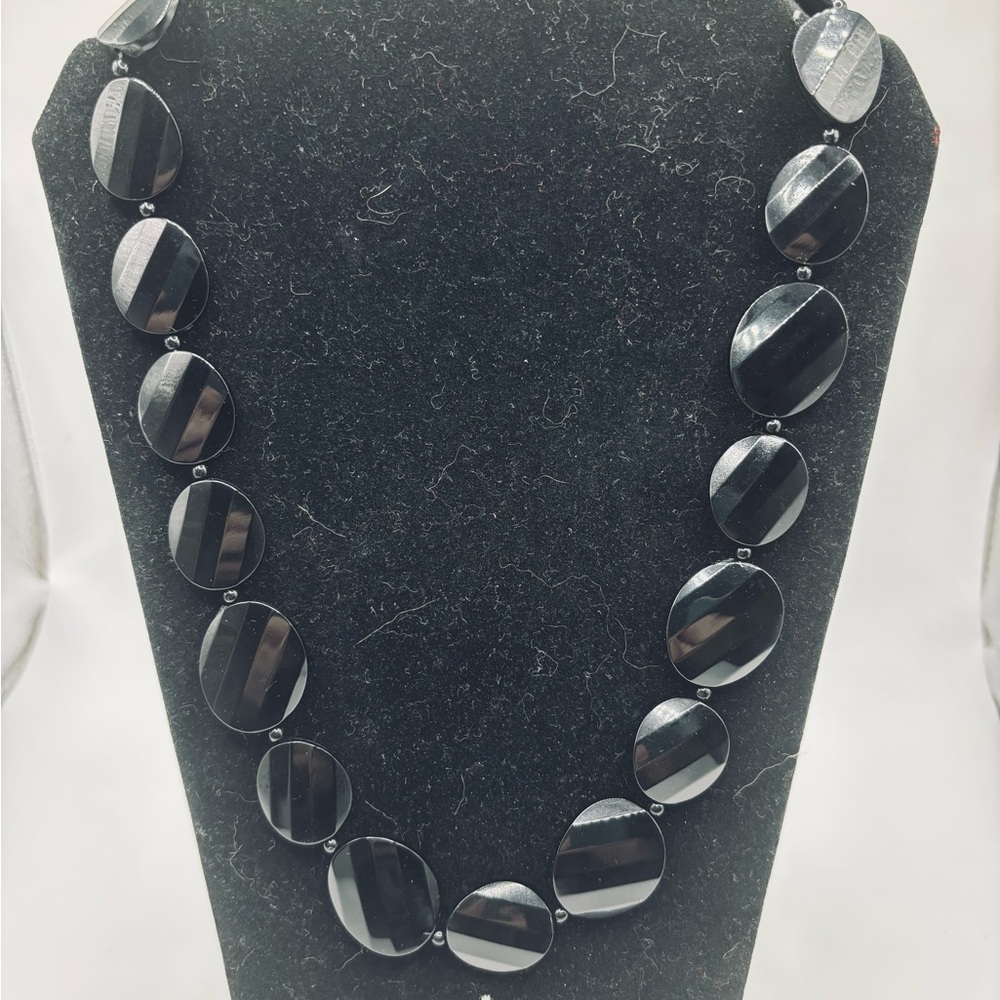 liz & co. Bold Black Striped Statement Necklace